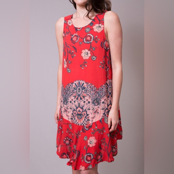 [ INTIMATELY by FREE PEOPLE ] Dobby Dot Flouncy Slip in Vintage Red Combo : M - Picture 4 of 11